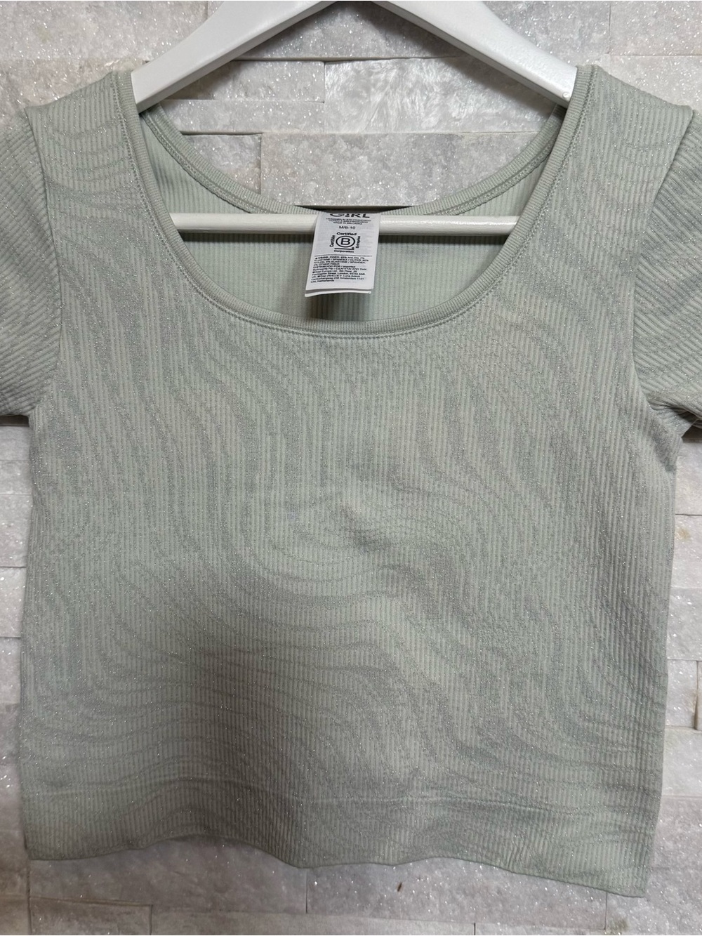 Athleta Girl Rise Above Rib Shimmer Crop Top (size M)